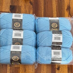 Lion Brand Jamie ‘Blue Bonnet’ Baby Yarn 6 Skeins NIP Same Lot # Each 137yds
